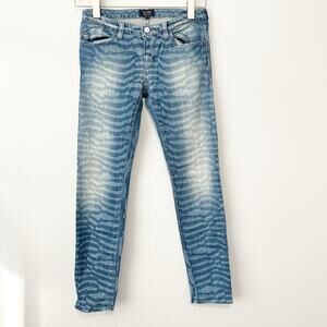 Armani Jeans J07 skinny fit jeans zebra faded patten blue denim low rise size 27
